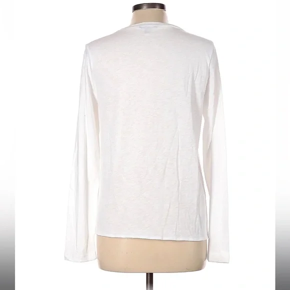 J. Crew Mercantile White Long Sleeve Tie-Front Top with Pocket - Picture 2 of 5